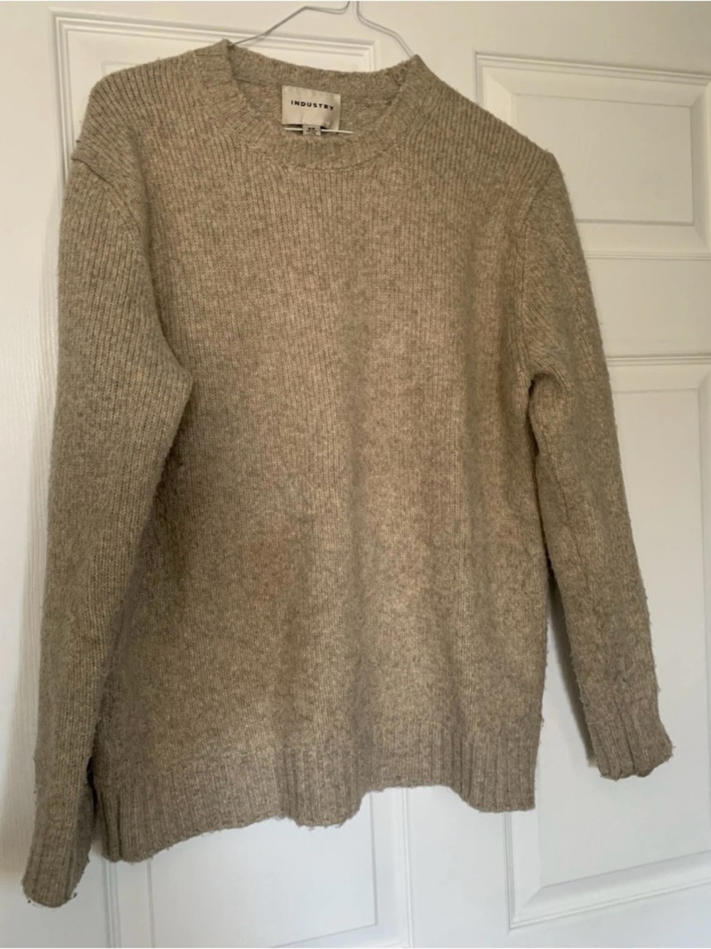 Industry Unisex Beige Wool Blend Crewneck Sweater Size S Small